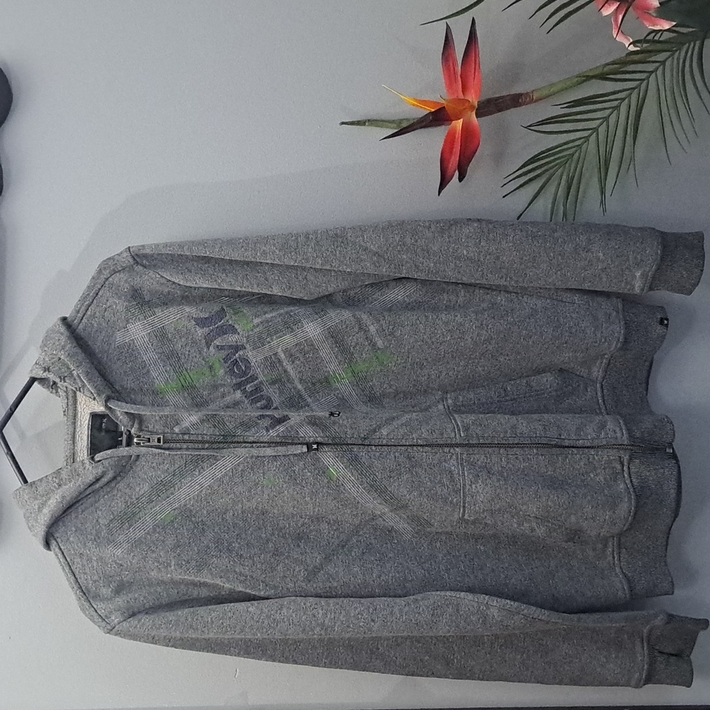 Hurley Gray Thumbhole Hoodie Sweater Size Large